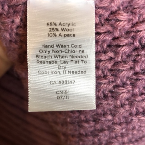 Talbots M Purple Cowl Neck Heavy Knit Sweater Drop Shoulder Warm & Cozy - Picture 9 of 9